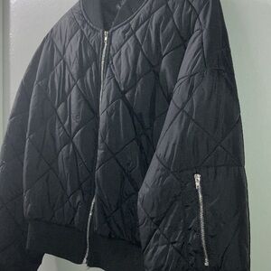 Quilted Bomber Jacket - Black